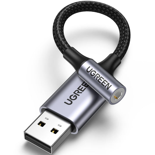 Adaptateur Carte Son Usb 2.0 Male / Jack 3,5mm Femele Ugreen Gris