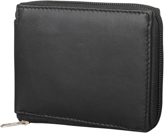 Porte-monnaie vintage à fermeture éclair en cuir véritable HOMEFISH pour hommes et femmes