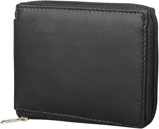 Porte-monnaie vintage à fermeture éclair en cuir véritable HOMEFISH pour hommes et femmes