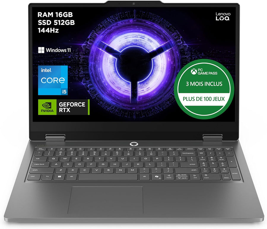 PC Portable Gamer 15" LENOVO LOQ 15'' FHD INTEL i5-13450HX 16GB 512GB SSD RTX5050 8Go Win 11