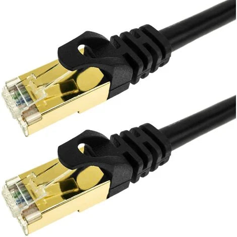 Cable réseau RJ45 Ethernet Plat CAT7 UTP AMPCOM 1m Noir/Or