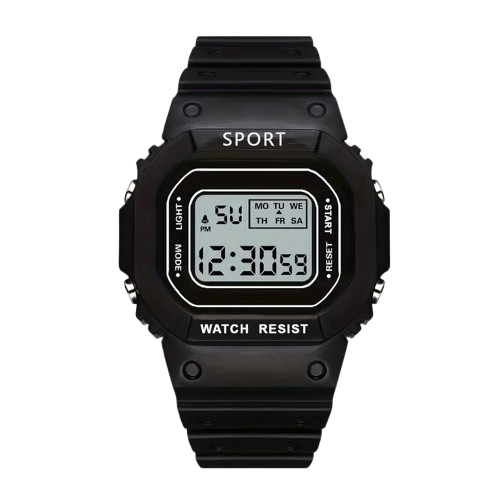 Montre digital sport, électronique led multifonctionnelle en plastique, bracelet en gel