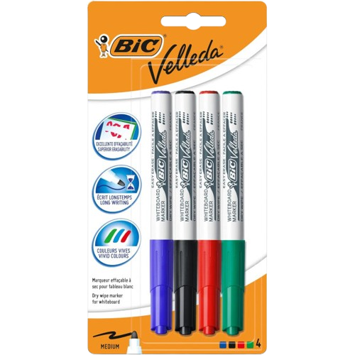 Marqueur ardoise velleda fin ass bic (x4)