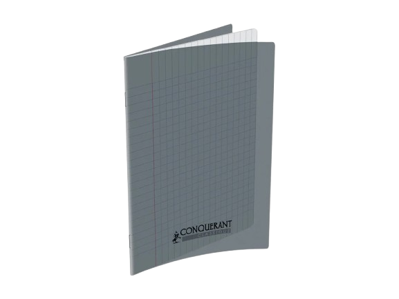 Cahiers grand carreaux 17x22 polypro 48p 90g gris