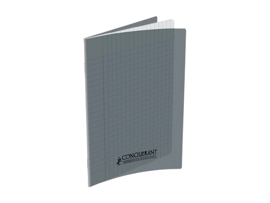 Cahiers grand carreaux 17x22 polypro 48p 90g gris