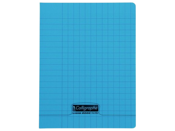 Cahiers d'écriture 2.5mm polypro 17x22 32p 90g bleu
