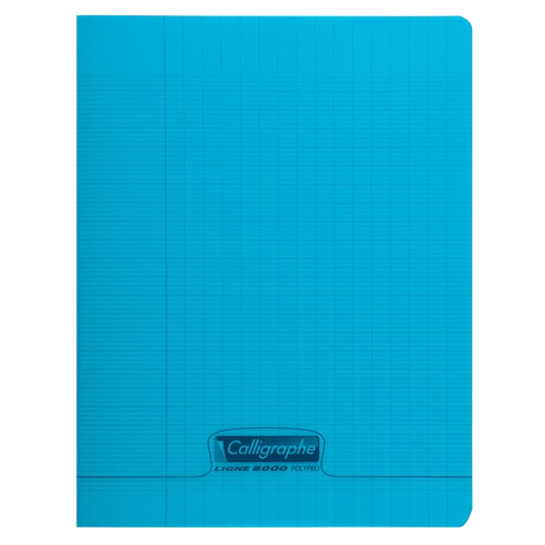 Cahier grand carreaux 24x32 polypro bleu 192p Caligraphe 8000