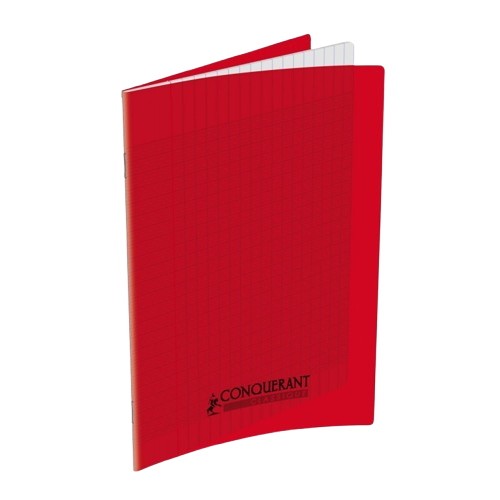 Cahiers grand carreaux 17x22 polypro 48p 90g rouge