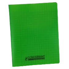 Cahiers grand carreaux 17x22 polypro 48p 90g vert