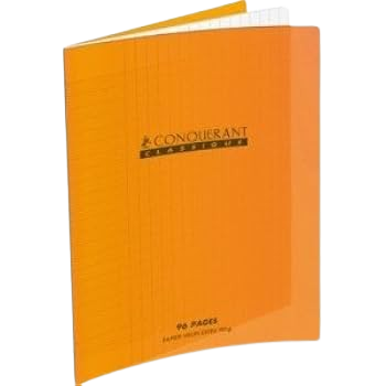 Cahier grand carreaux 17x22 polypro orange 48p l'ecolier 90g