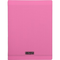 Cahier grand carreaux 24x32 polypro 192p 90g rose