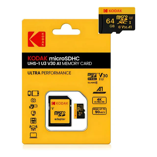 Carte mémoire MicroSDXC 64Go KODAX V30 Class10 I3 + adaptateur
