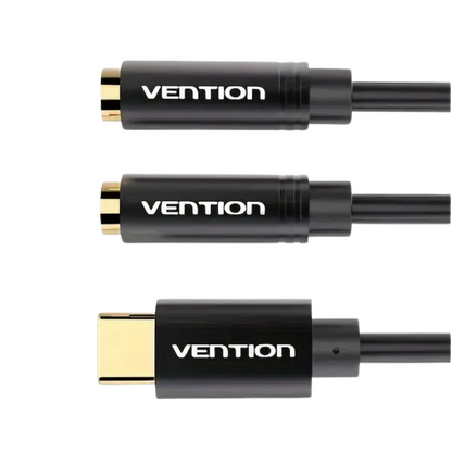 Adapt Splitter Audio Usb Type-C/ 2 Jack 3,5mm Femele Vention Noir