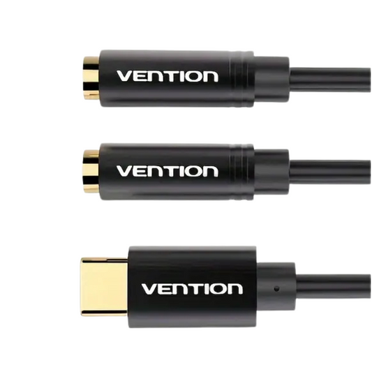 Adapt Splitter Audio Usb Type-C/ 2 Jack 3,5mm Femele Vention Noir