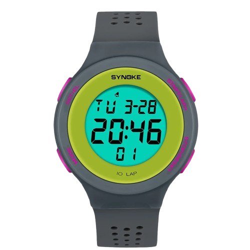 Montre de sport SYNOKE électronique numérique LED jaune pour homme et femme