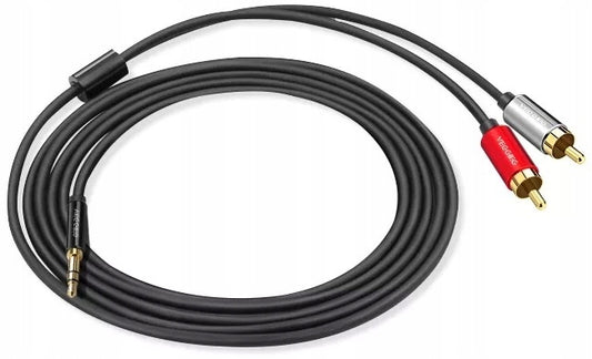 Cable Jack Veggieg 2rca/Jack 3,5mm 1m Noir