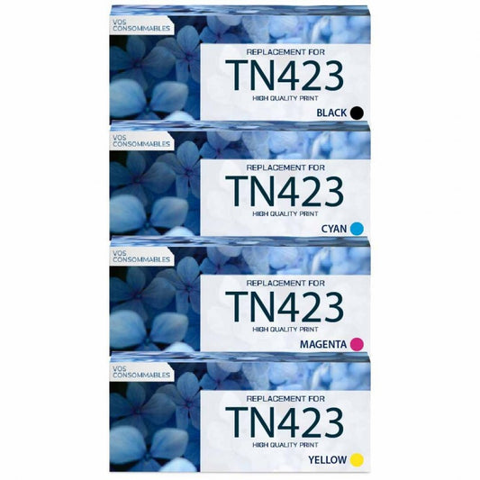 Lot de 4 Toners COMPATIBLE  Brother TN423 Noir TN423 Cyan TN423 Magenta TN423 Jaune