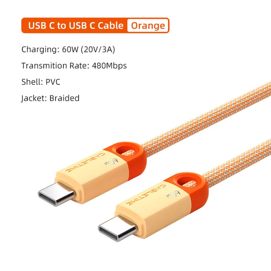 Câble USB-C vers USB-A 6A 100W CABLETIME 2m tressé