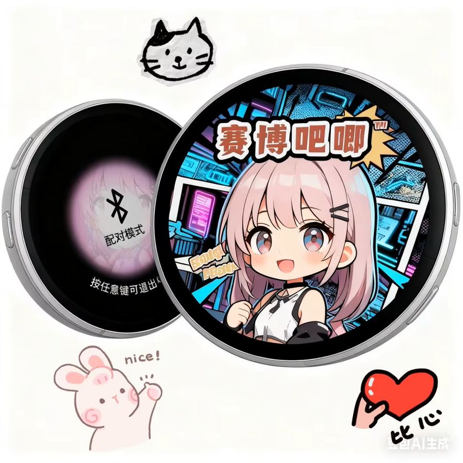 Badge d'affichage animé écran 1,85" pouce Bluetooth Ecran dynamique pour animation