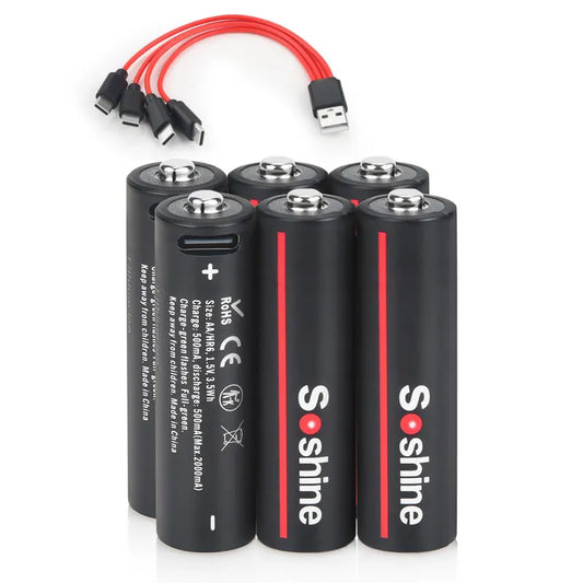 Pile rechargeable SOSHINE 1.5 V AAA USB 1100mwh au lithium type-c (x1)