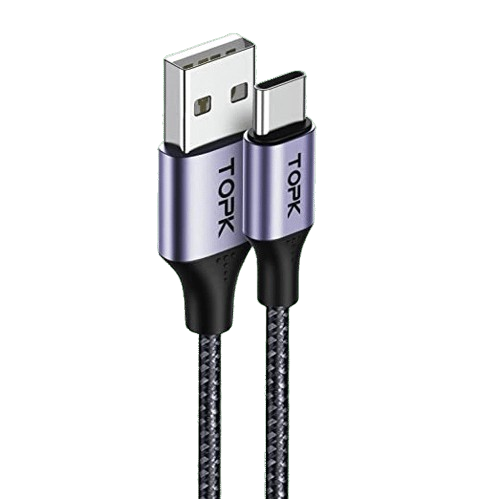 Cable USB -C male TOPK tressé Enjoy Digital Life Gris