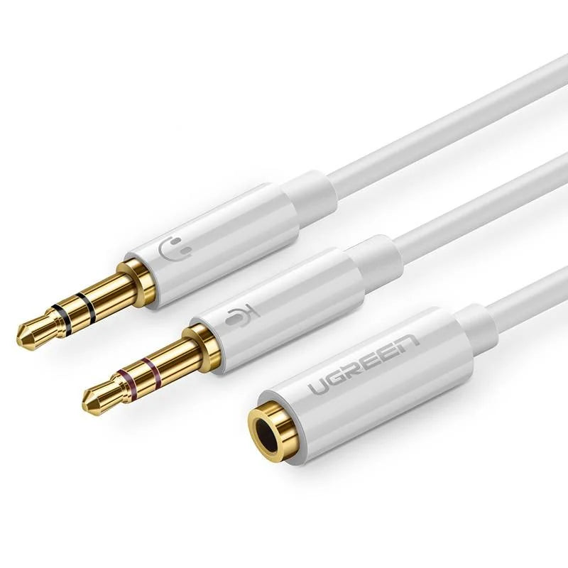 Adapt Splitter Audio Jack 3,5mm Male/2x3,5mm Femele Ugreen Blanc