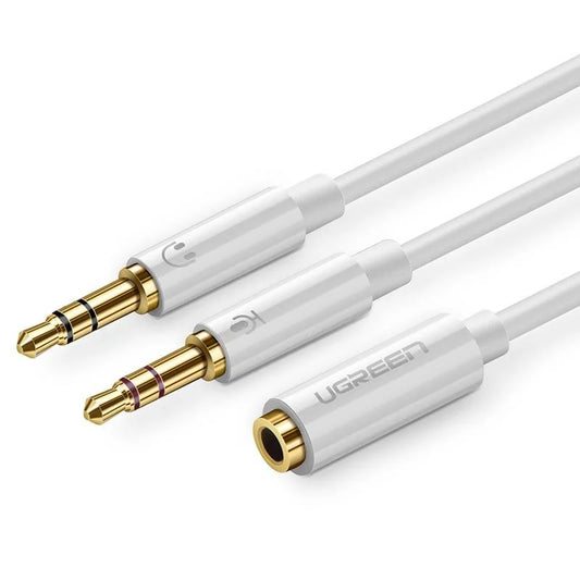 Adapt Splitter Audio Jack 3,5mm Male/2x3,5mm Femele Ugreen Blanc