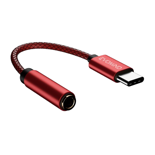 Adaptateur USB type-c/jack 3,5mm EVOMIND 10 cm rouge (x1)