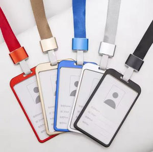 Porte badge en aluminium + corde cou Horizontal