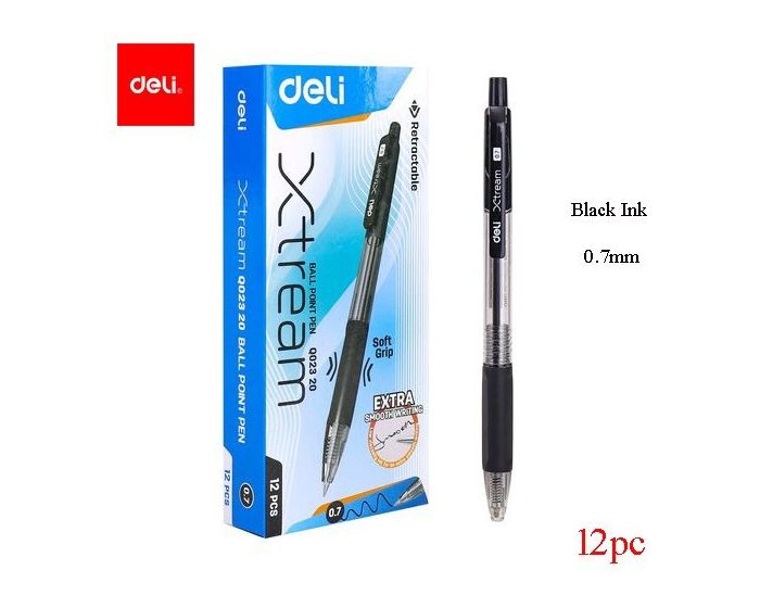 Stylo à encre 0,7mm DELI Q023 30 Xtream retractable avec Grip