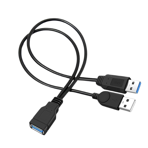 Cable disque dur externe USB 3.0 en Y PremiumCord Micro USB B/2 x USB A M/M 0.3m noir