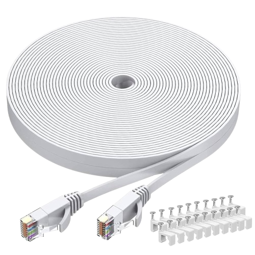 Cable RJ45 Ethernet plat CAT8 10Gbps 3M Blanc