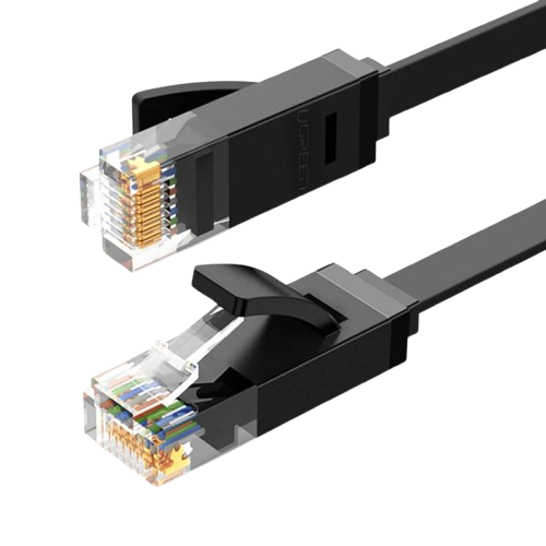 Cable reseaux Rj45 Cat.6 10Gbps plat 2m Noir