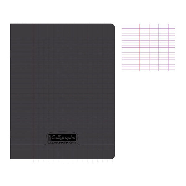 Cahier grand carreaux 17x22 polypro noir 48p