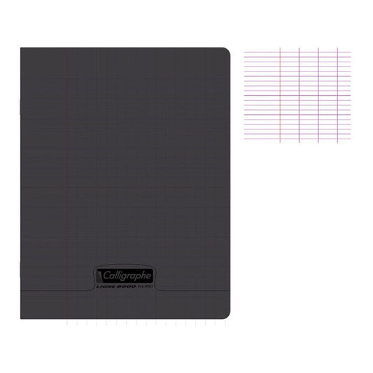 Cahier grand carreaux 17x22 polypro noir 48p