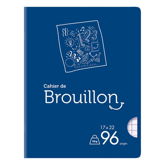 Cahier de brouillon 17x22 bleu 96p