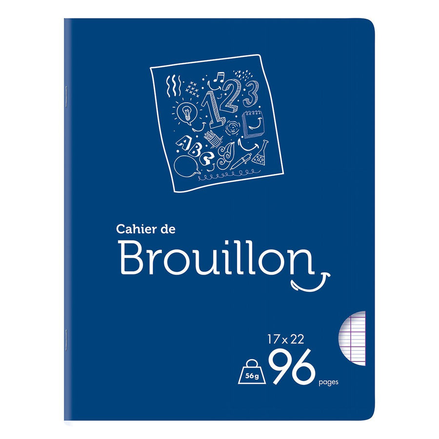 Cahier de brouillon 17x22 bleu 96p