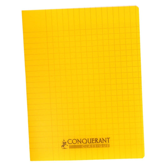 Cahier grand carreaux 17x22 polypro jaune 96p