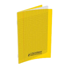 Cahier grand carreaux 17x22 polypro jaune 96p