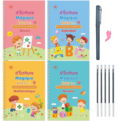 Kit Cahier d'écriture français MAGIC BOOK pour enfants avec stylo