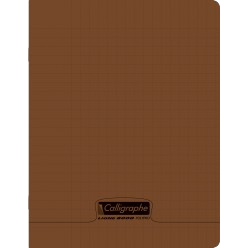 Cahier grand carreaux 17x22 polypro marron 96p Calligraphe 90g