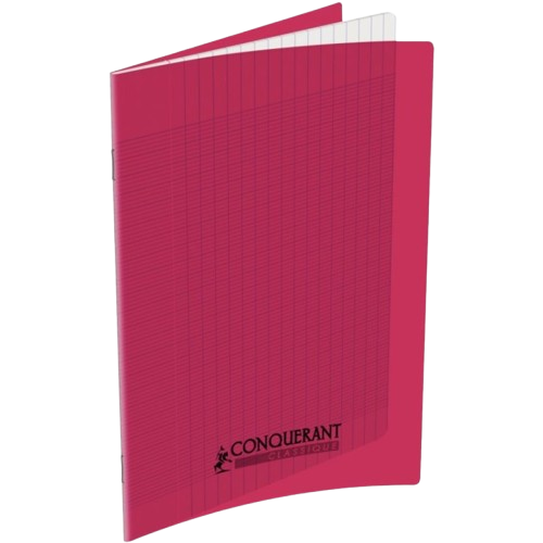 Cahiers grand carreaux 17x22 polypro 48p 90g rose
