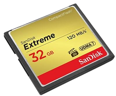 Carte Compact Flash Sandisk 32go 120 mb/S 800x Or/Noir