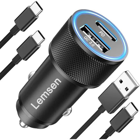 Adaptateur USB-C allume cigare 1x USB-C/1x USB TOOCKI PD 60w Transparent/Noir