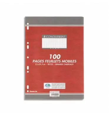 Feuilles Mobiles Simples 21x29.7 100p Conquerrant Hamelin Grand Carreaux