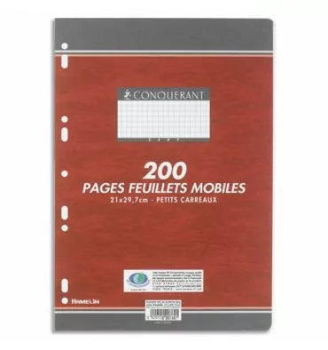 Feuilles Mobiles Doubles 21x29.7 200p Conquerrant Hamelin Petits Carreaux