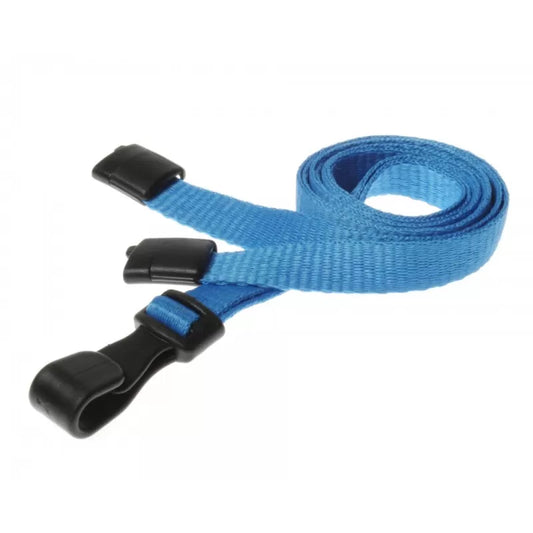 Cordon tour de cou pour Badge largeur 10 mm avec mousqueton plastique Bleu