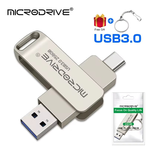 Clé USB 64Go MICRODRIVE avec crochet Focus On Quality Life Argent