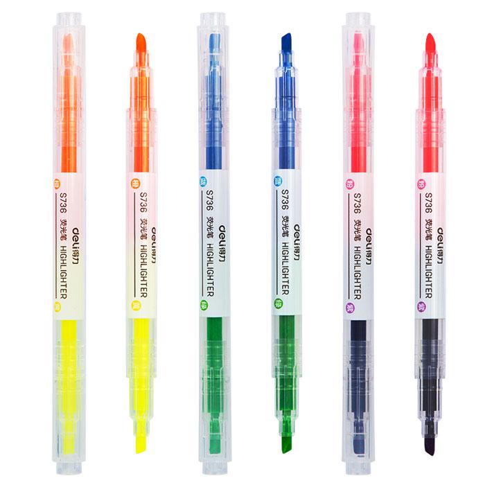 Surligneur double pointe DELI S736 multicolors (x1)