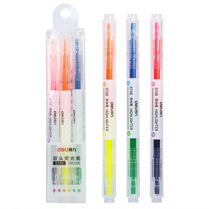 Surligneur double pointe DELI S736 multicolors (x1)